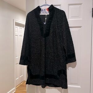 New with tags Sail to Sable black sparkly tunic dress with velvet trim, size XXL